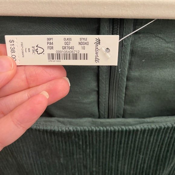 Madewell: Corduroy Aidy Square-Neck Tiered Mini Dress in Forest - Picture 9 of 9